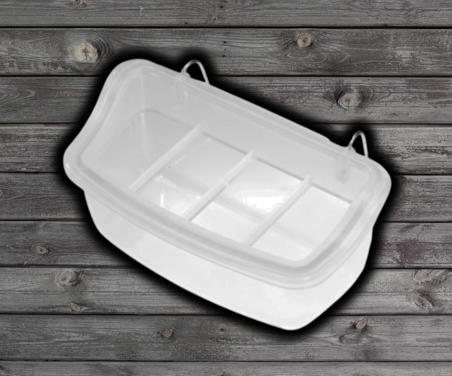 Bird Seed Trough w/Separator 4 Inch Clear