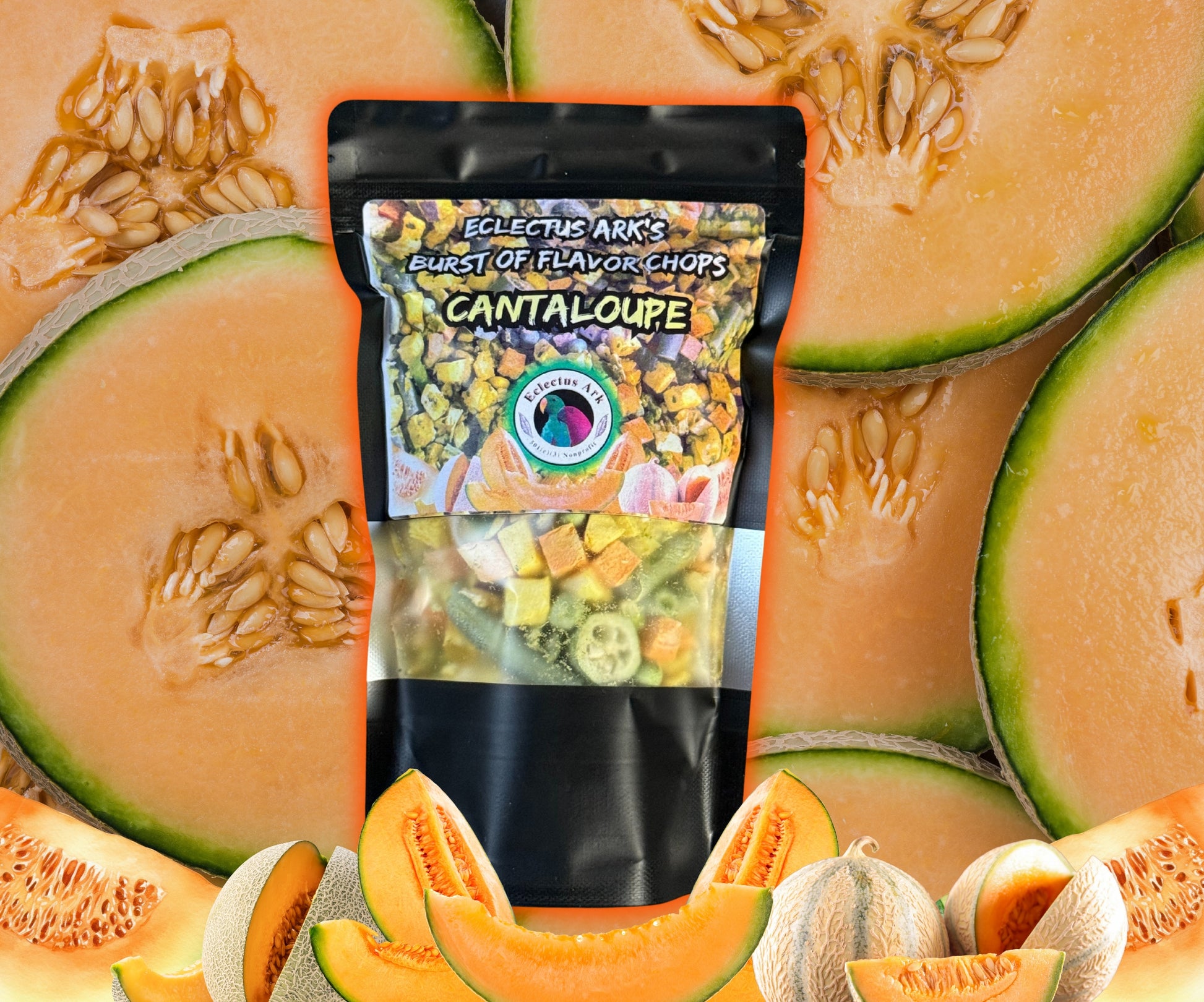 Eclectus Ark's Freeze Dried Cantaloupe Battered Chop Product Photo