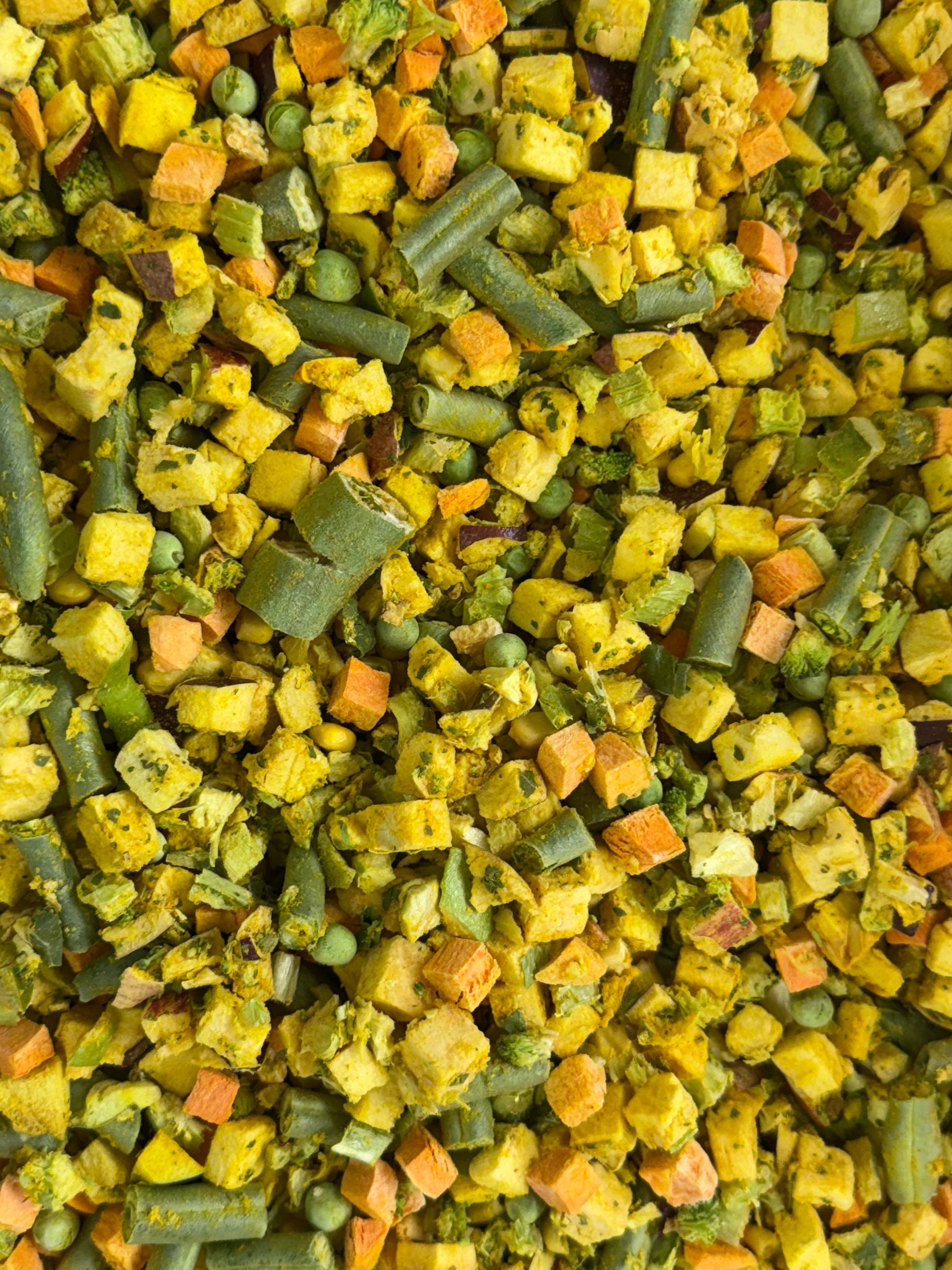 Close up of Eclectus Ark's Freeze Dried Cantaloupe Battered Chop