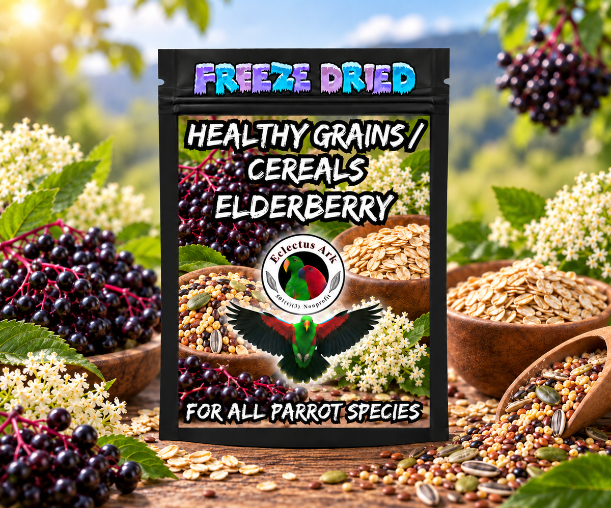 Healthy Grains Choose Your Flavor bird food made with flavor-coated grains in a 6.3 x 9.4 inch heat sealed resealable bag, served dry, rinsed soft, or cooked warm like oatmeal for parrots and other pet birds. Cinnamon Apple Product Bag Photo