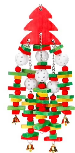 Red Christmas Tree Bird Toy