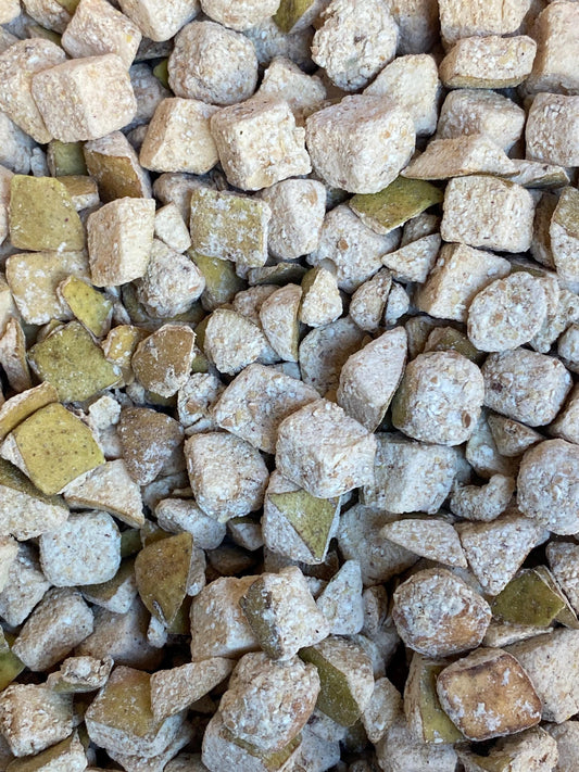 Freeze Dried Multigrain Battered Diced Anjou Pears 2 oz