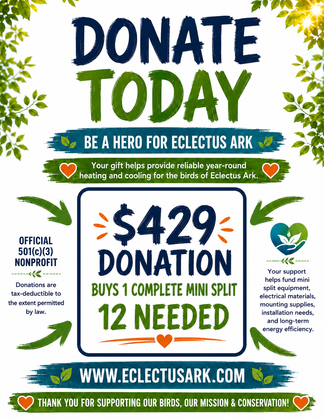 Fundraiser / Donations for Facility Upgrade - Mini Splits for Heating and Cooling