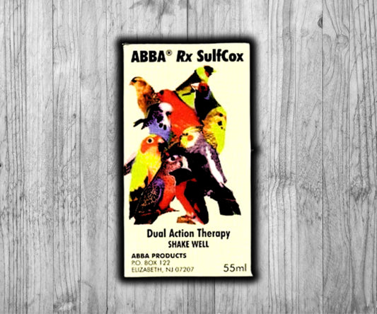 Abba SulfCox 55 mL bottle – Medication for Coccidiosis and Going Light Syndrome in canaries, finches, and small birds