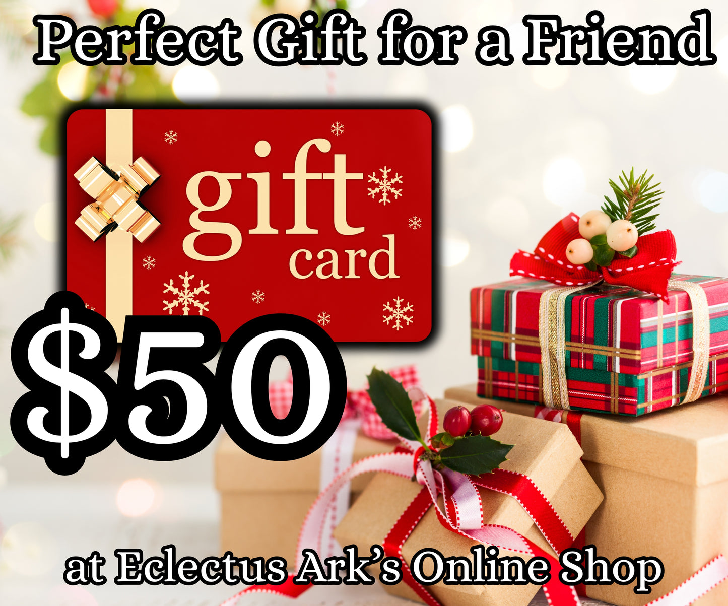 Eclectus Ark digital gift card with parrot-themed design $50