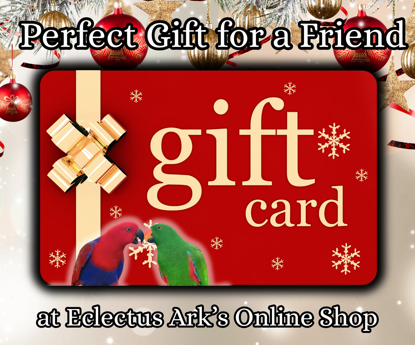 Eclectus Ark digital gift card with parrot-themed design