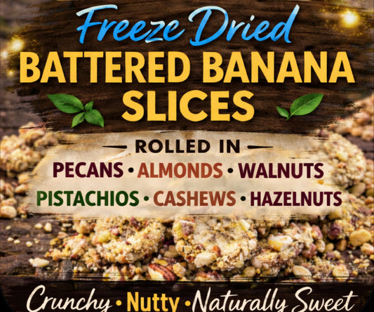 Freeze Dried Banana Slices - Rolled in Crushed Nuts