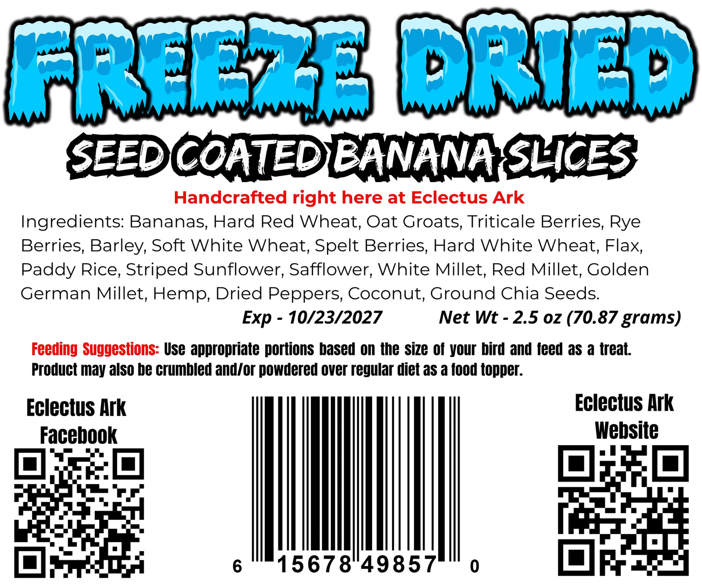 Freeze Dried Seed Coated Banana Slices