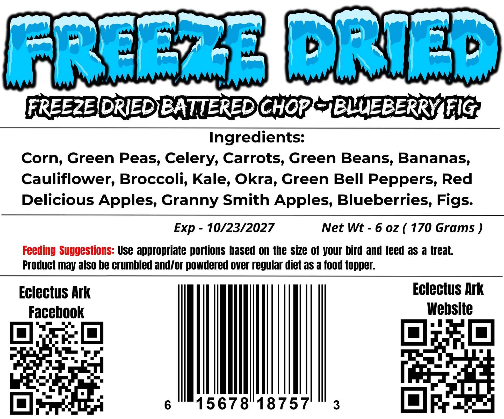 Blueberry Fig Parrot Treat Mix – Freeze-Dried Fruit and Vegetable Chop