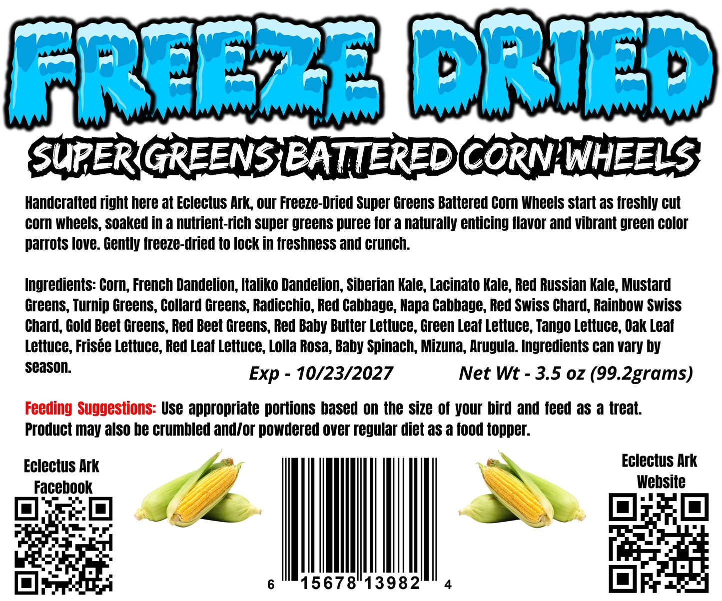 Freeze Dried Super Greens Corn Wheels