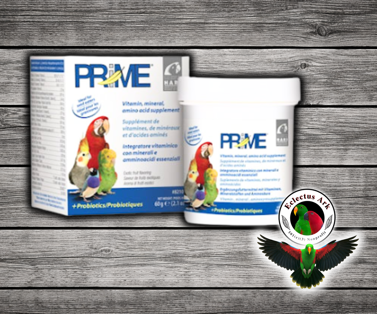 Hagen Prime Powdered Bird Vitamin Supplement with 14 vitamins, 9 minerals, amino acids, enzymes, acidifiers, and micro-encapsulated beneficial bacteria for companion birds. .71 lb