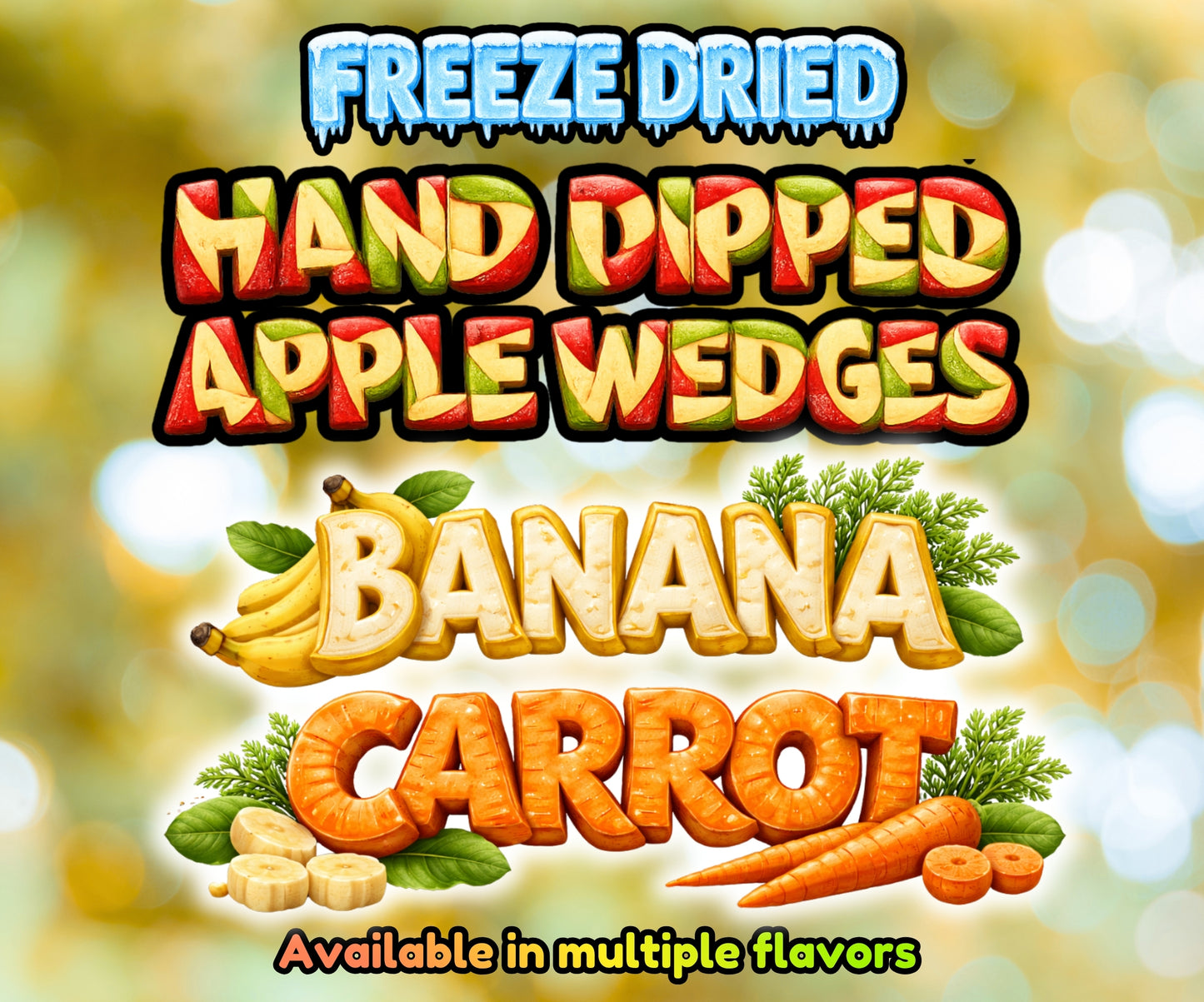 Freeze Dried Hand Dipped Apple Wedges - Pick Your Flavor(s)