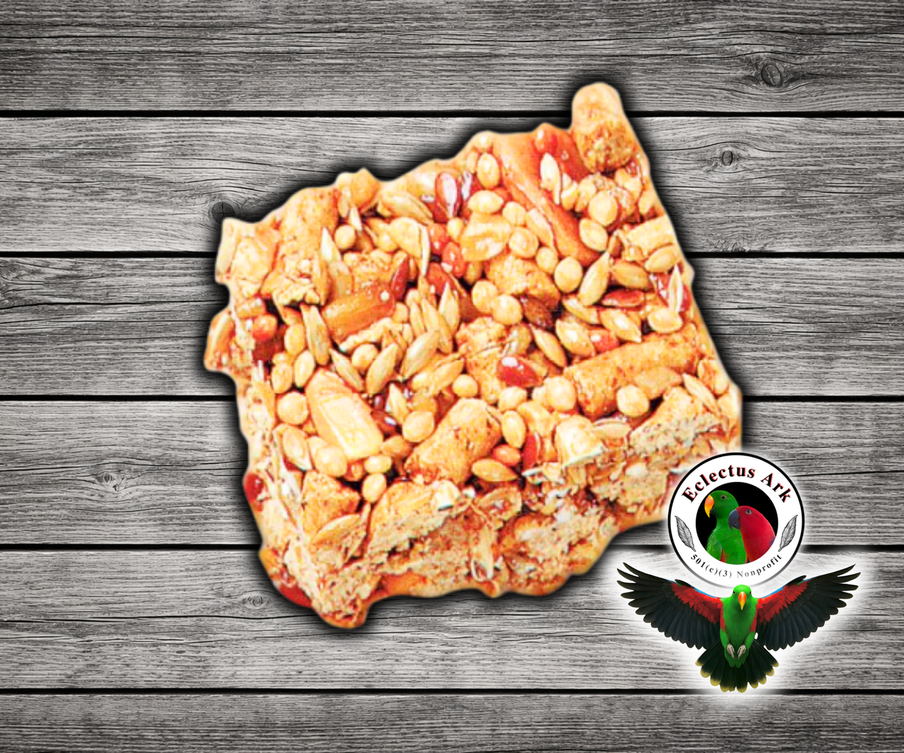 Lafeber Avi-Cakes Work ‘n Chew Macaw and Cockatoo Food with seed and pellet squares designed for large parrots to hold, pull, twist, crunch, and forage. Product