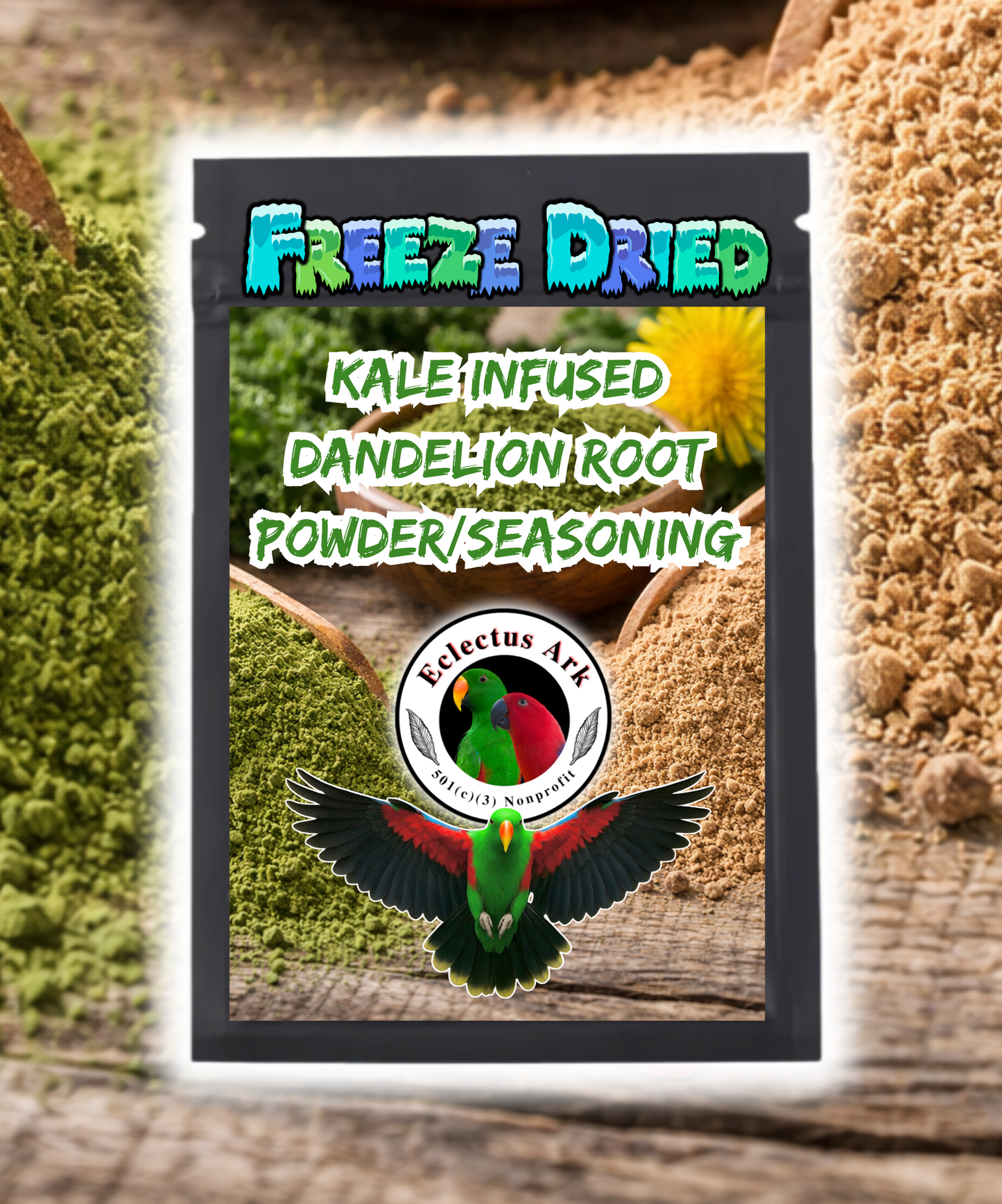 Freeze Dried Kale Infused Dandelion Root Powder/Seasoning