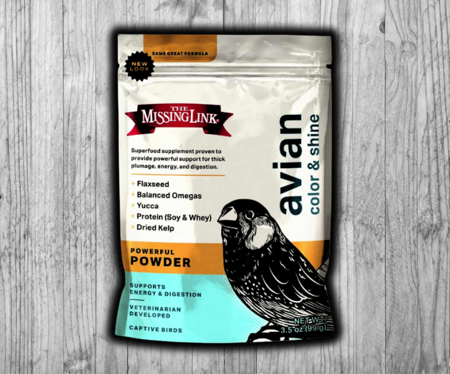 The Missing Link Avian Color & Shine 3.5 oz – Feather growth and color enhancement supplement for birds