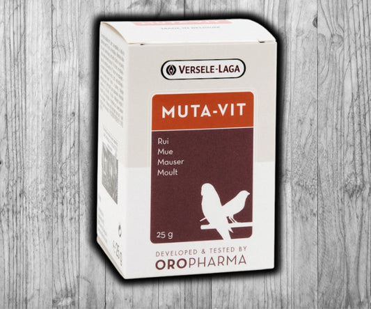 Oropharma Muta-Vit is a special blend of vitamins, amino acids and trace elements, with high content of sulphurous amino acids and biotin. This dietary supplement promotes feather development and condition, strengthens the plumage, protects the liver and ensures an optimal metabolism. 