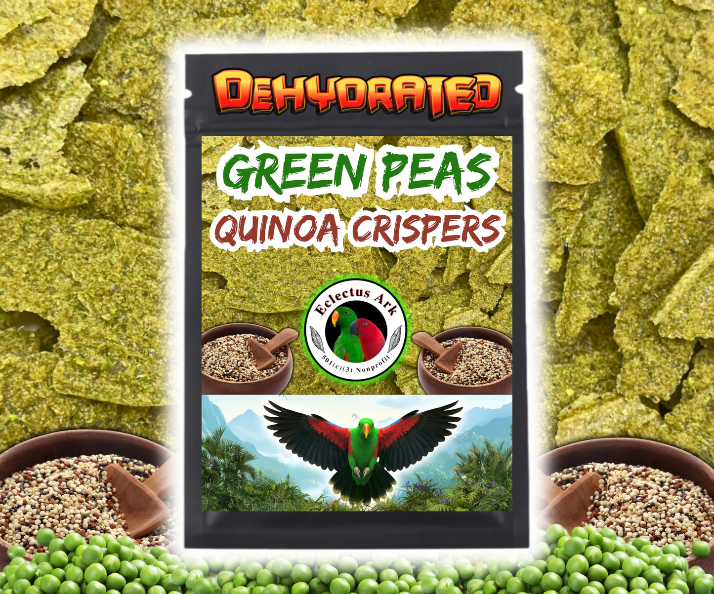 Dehydrated Quinoa Crispers - Green Peas