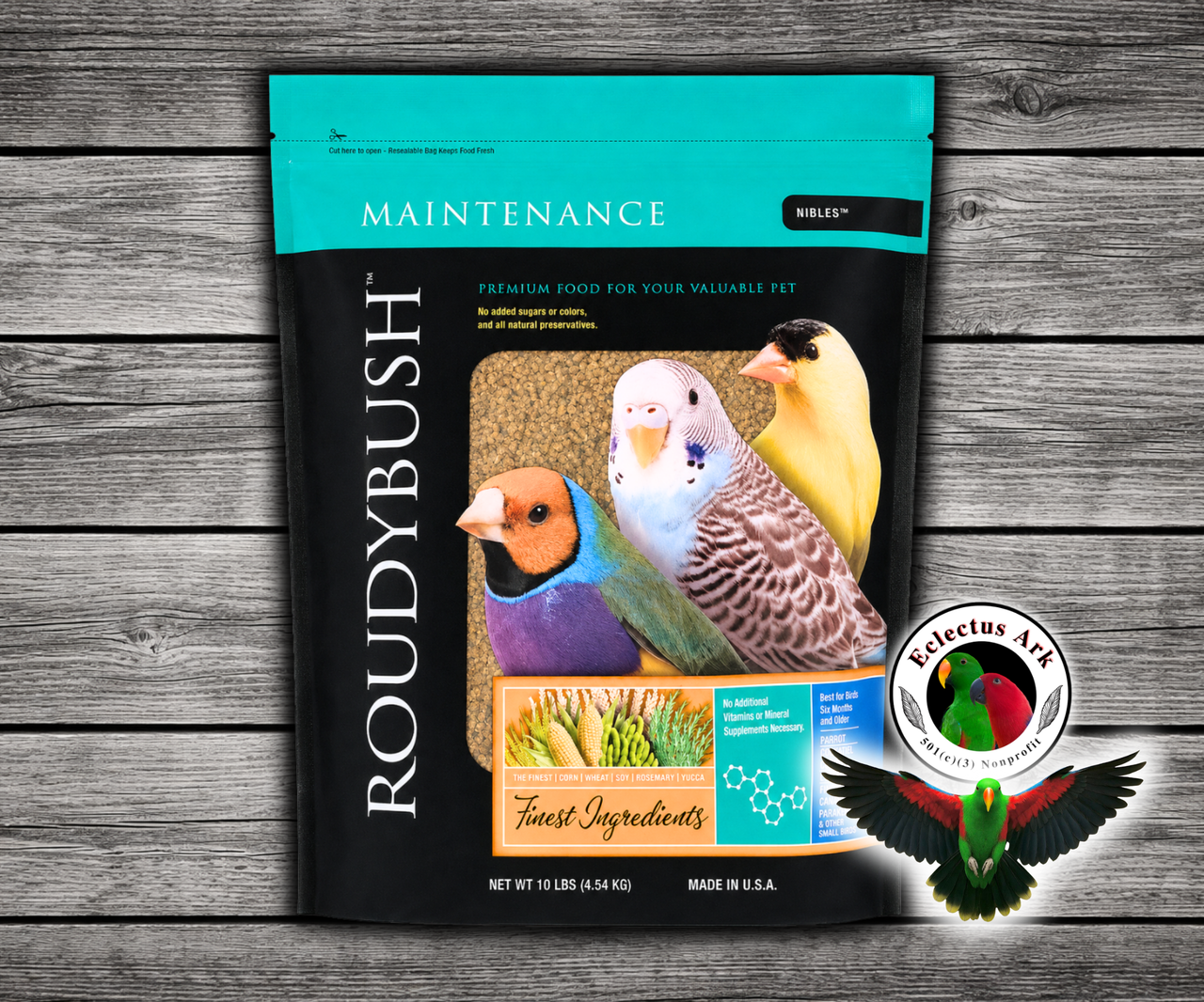 Roudybush Daily Maintenance Nibles Small Bird Food made with all-natural ingredients and no added food coloring or sugar for budgies, parakeets, canaries, and finches. 10 lb bag