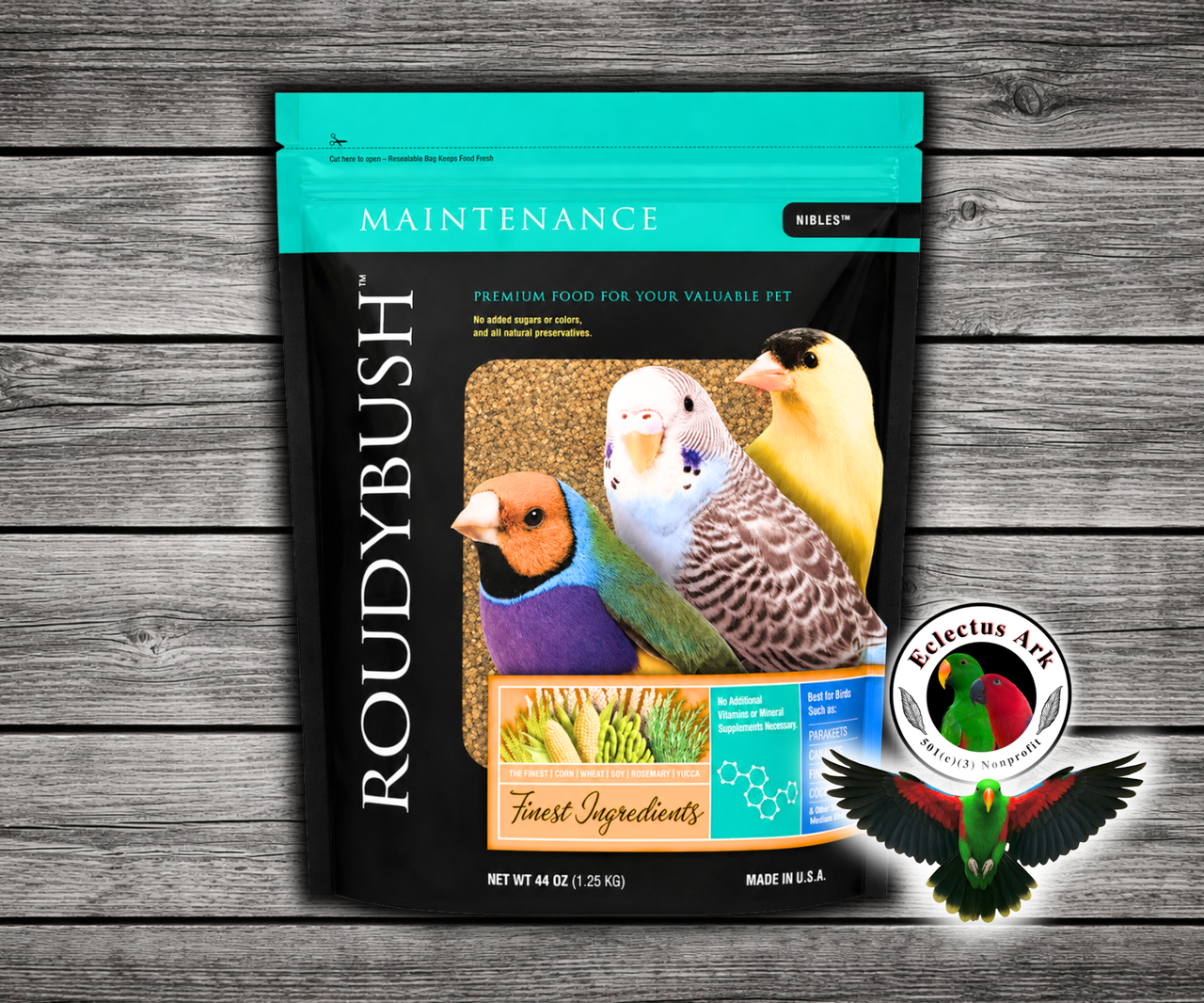 Roudybush Daily Maintenance Nibles Small Bird Food made with all-natural ingredients and no added food coloring or sugar for budgies, parakeets, canaries, and finches. 44 oz bag