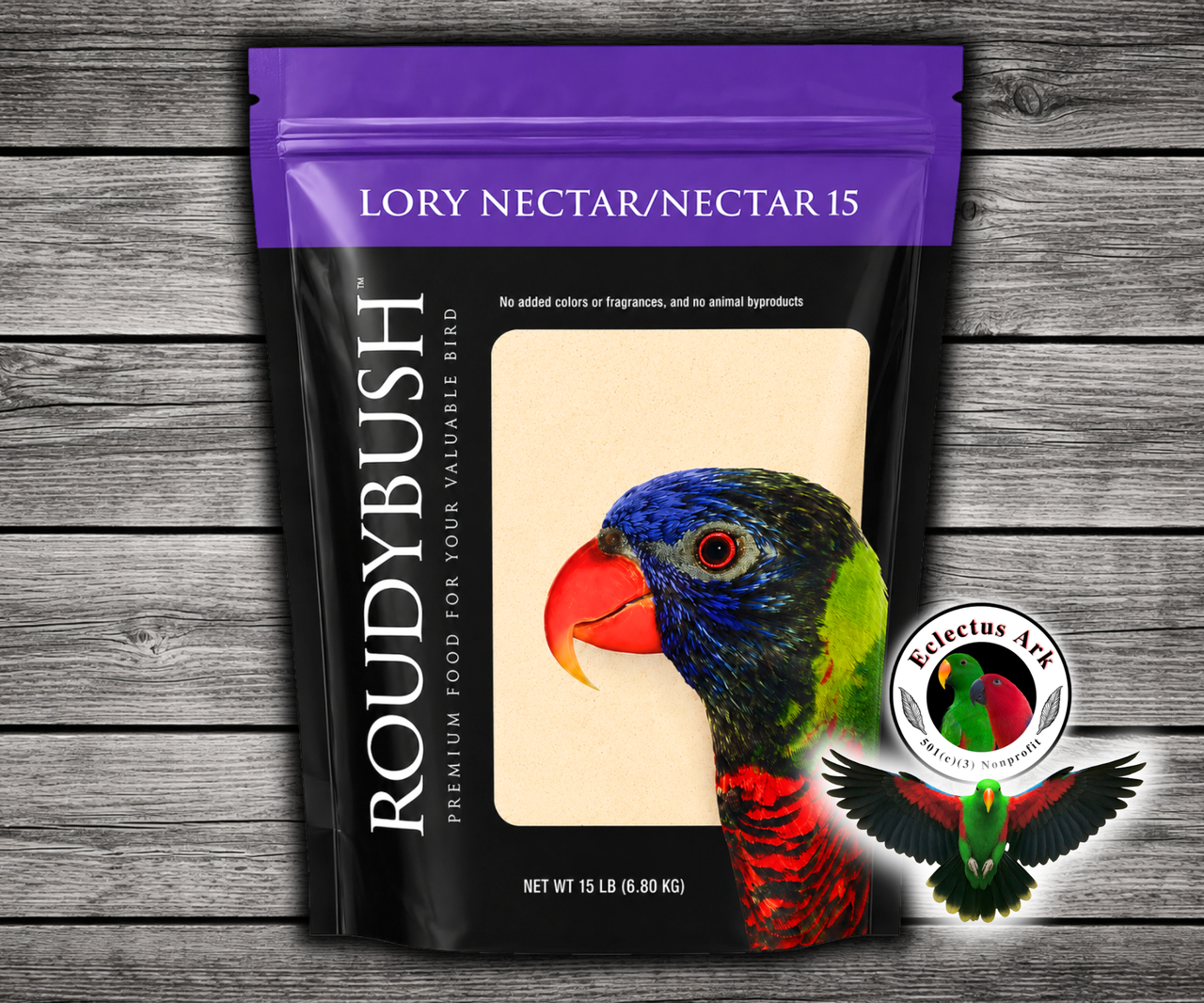 Roudybush Nectar 15 Lory Diet lower-sugar lory food with 15 percent protein for lories and hand-feeding hummingbirds from 0 to 3 weeks of age. 15 lb bag