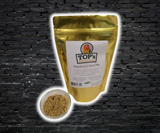 TOP’s Napoleon’s Seed Mix – dry or soak organic seed blend for small parrots such as conures, cockatiels, parakeets and parrotlets