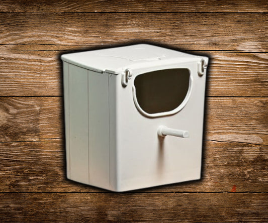 2-GR Brown Plastic Finch Nestbox | Tall Outside-Mount Design