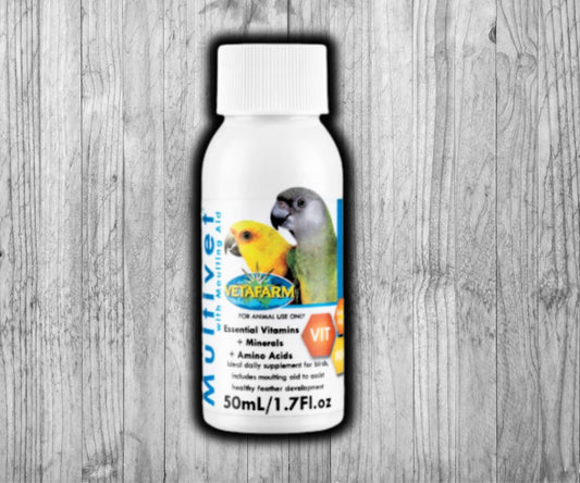 Vetafarm Multivet with Moulting Aid Liquid Vitamin bottle for birds 50 ML