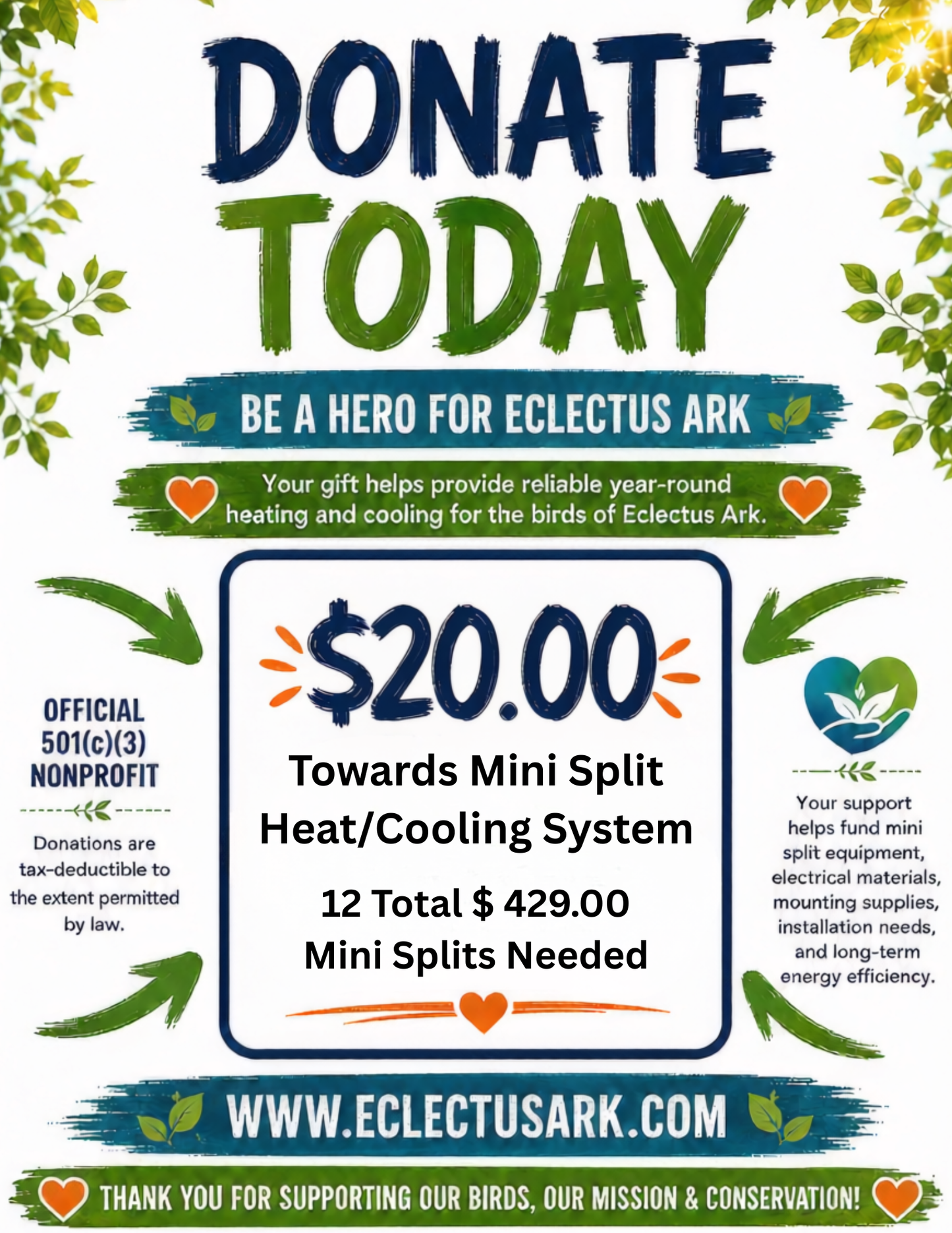 Fundraiser / Donations for Facility Upgrade - Mini Splits for Heating and Cooling