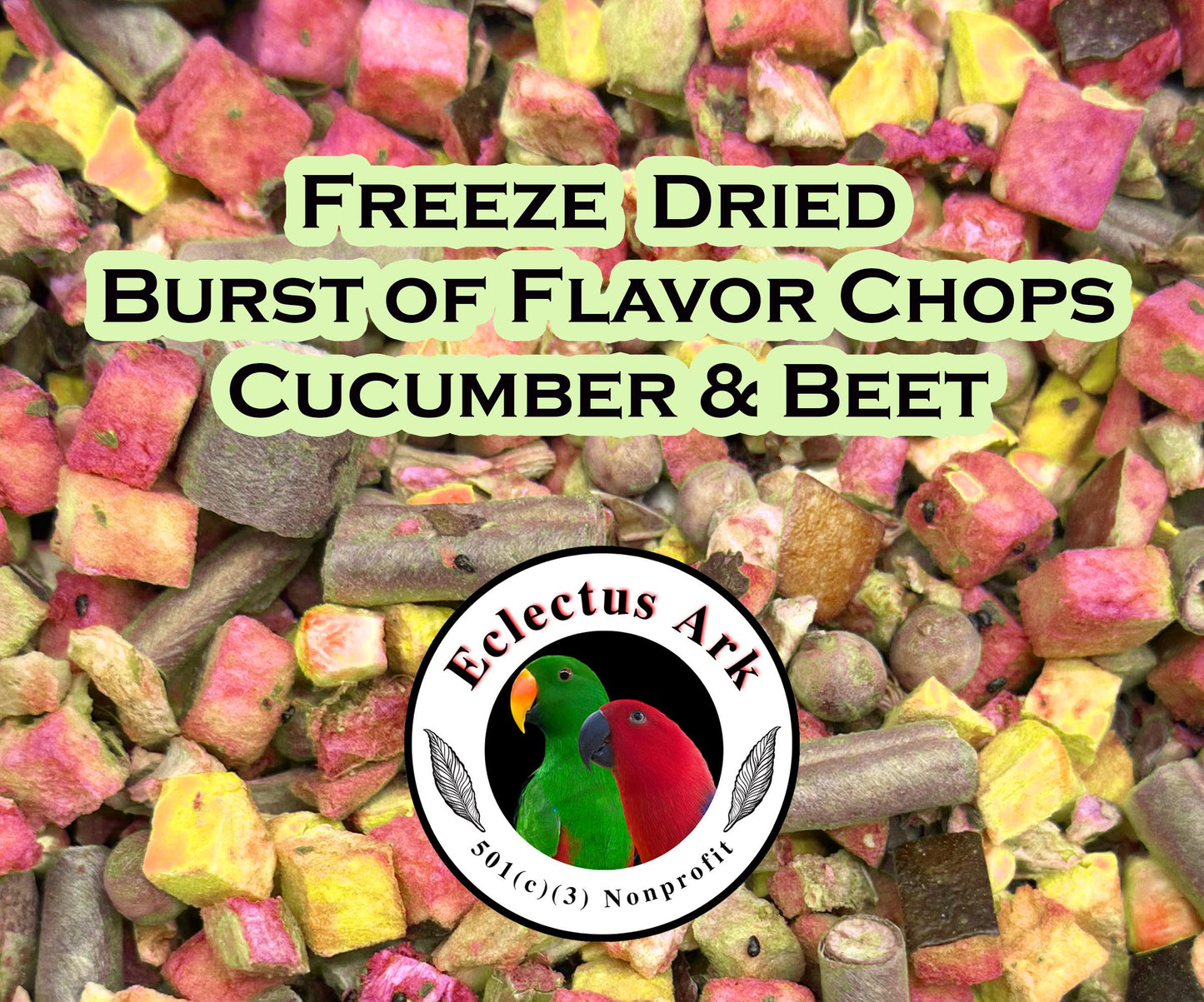 Picture of label for Freeze Dried Burst of Flavor Chops Cucumber & Beet